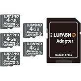 Lufasnd 5-Pack 4GB Micro SD Cards with Adapter, Class 6 Mini Flash Memory Cards, Reliable Storage for Garmin GPS, Kindle Fire E-Reader, MP3 Player, Voice Recorder, Retro DS Game Console