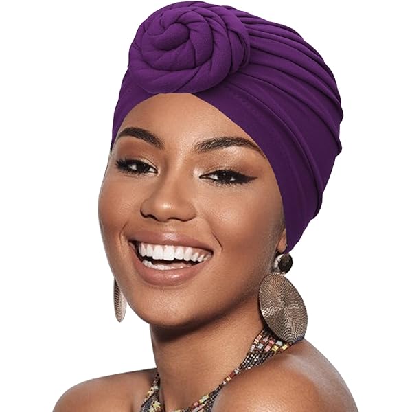 Red by Kiss Top Knot African Turban for Women, Soft Mesh Inner Pre Red by Kiss Top Knot African Turban for Women, Soft Mesh Inner Pre