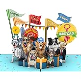 PIECE GIFT Pop Up Fathers Day Card, 6x8 inches Fathers Day Card From Dogs for Dad, Husband, Son, Grandpa, Thank You Gifts for Dad With Envelope