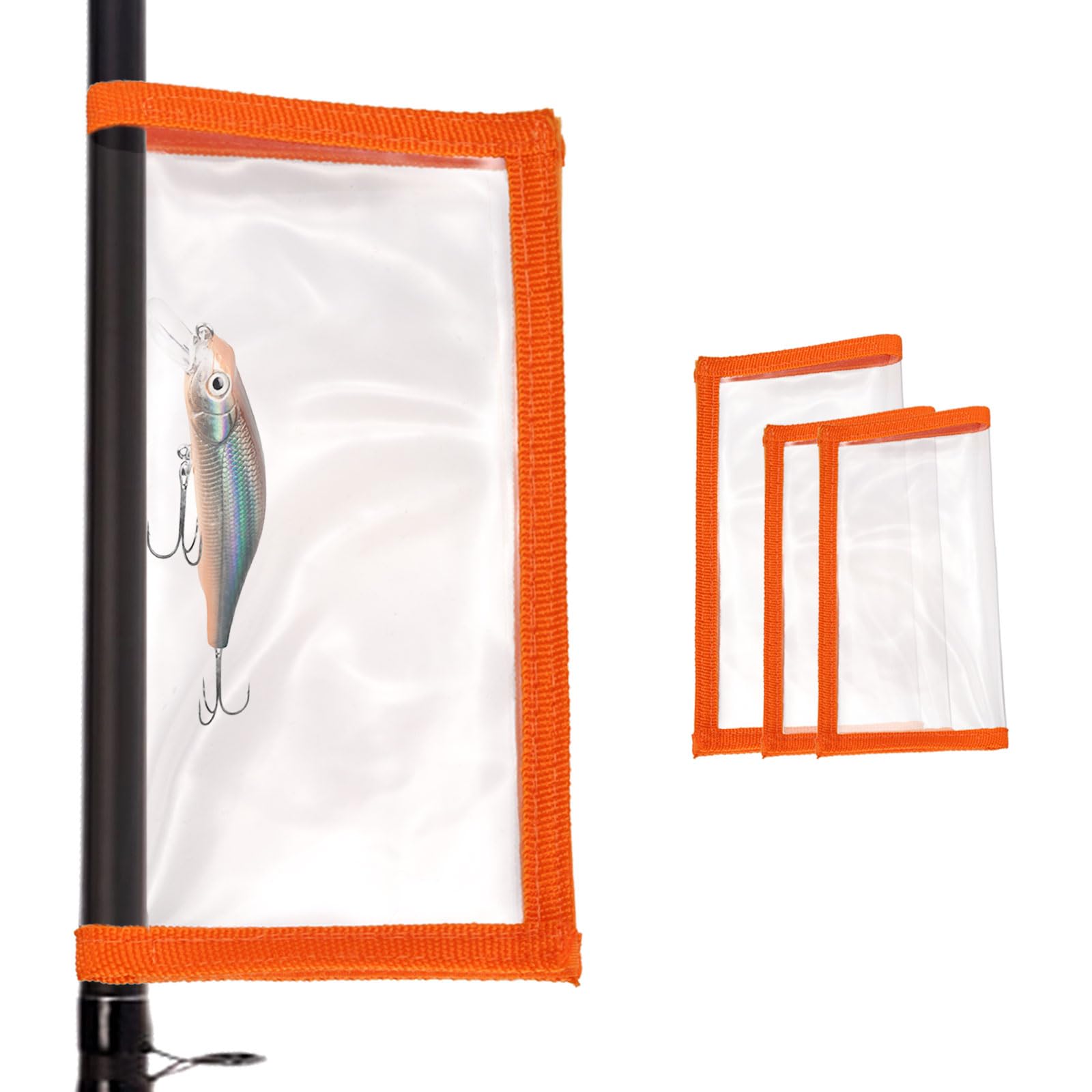 PATIKIL Fishing Lure Wrap 2 Size, 4 Pack Durable Clear PVC Lure Covers Fishing Hook Covers Bait Storage Easily See Lures Keep Fishing Safe, Orange