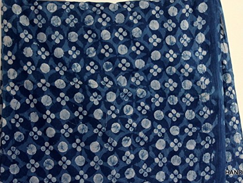 Handicraftofpinkcity by Yards Blue New Indigo Dye Hand Block Print Cotton Dabu Print Fabric Indigob Color Ssth%2 - Thumbnail 2