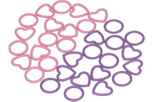 Aramox 32Pcs Round Heart Knitting Stitch Markers, Smooth Pink Purple Metal Crochet Stitch Markers Set for Knitting Sewing DIY