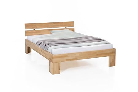 Unbekannt Massivholz-Bett Nano 160 x 200 cm aus Kernbuche, Doppelbett, als Ehebett verwendbar, inkl. Rückenlehne, 1 Bett á 160 x 200 cm