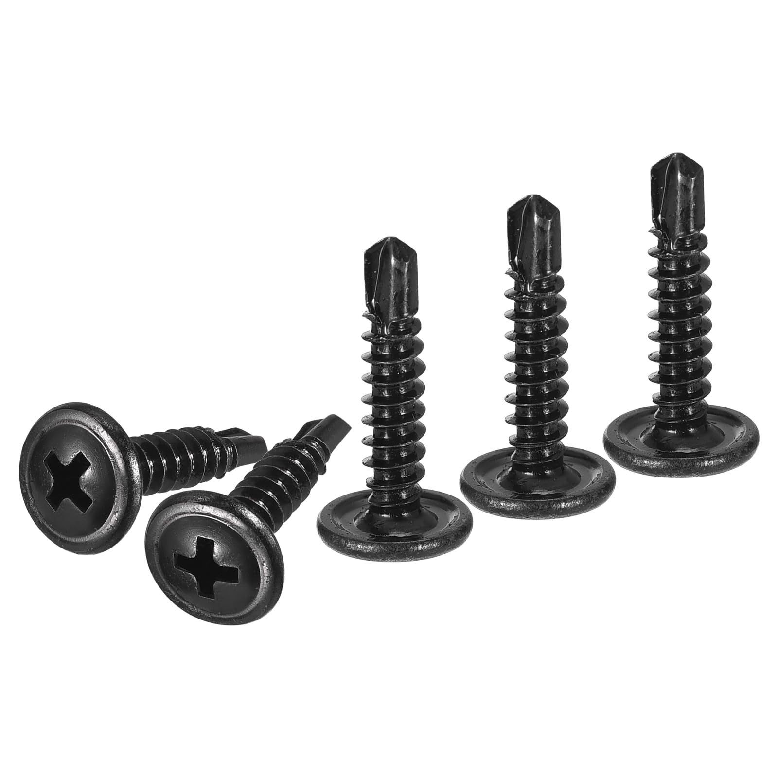 DTGN #8x3/4 Sheet Metal Screws - 120 Pack - for Wood, Furniture - Carbon Steel Phillips Round Head Washer Drill Tail Self Tapping Screws - Black — image 1