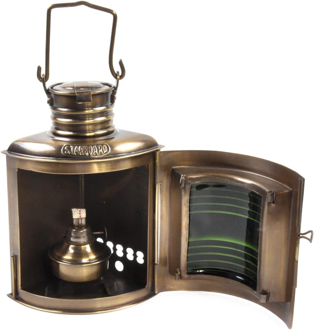 Starboard Navigation Lamp, antique, 21cm, Bronze