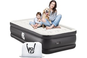 BUPPLEE Twin Size Air Mattress with Built-in Pump 18" Raised - 2-Min Set Up, No Odd Smell, 600 lb Support, Foldable Air Bed with Storage Bag, Perfect for Camping, Guests & Home Use