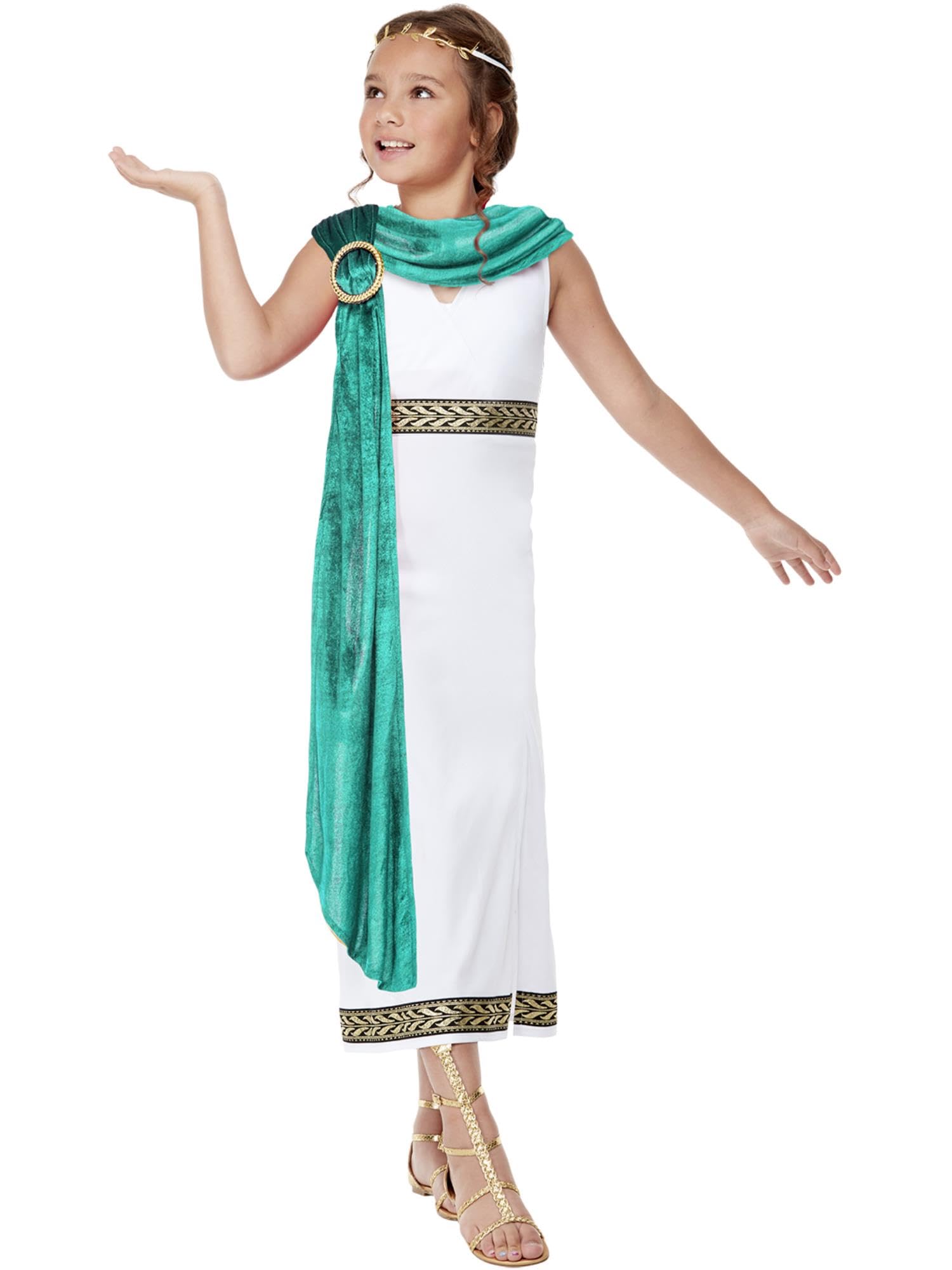 Smiffys Deluxe Girls Roman Empire Costume Toga & Headband, Girls Fancy Dress, Ancient Greek Dress Up Costumes