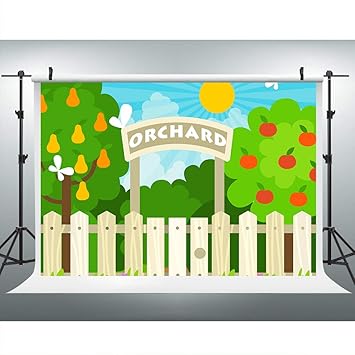 Cartoon Orchard Apple Pear Tree Eden Garden Backdrop Amazon In