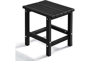 PASAMIC Adirondack Square Side Table, HDPE Outdoor Side Tables, Weather Resistant End Table for Patio, Backyard, Pool, Indoor Companion, Beach, Easy Maintenance (Black)