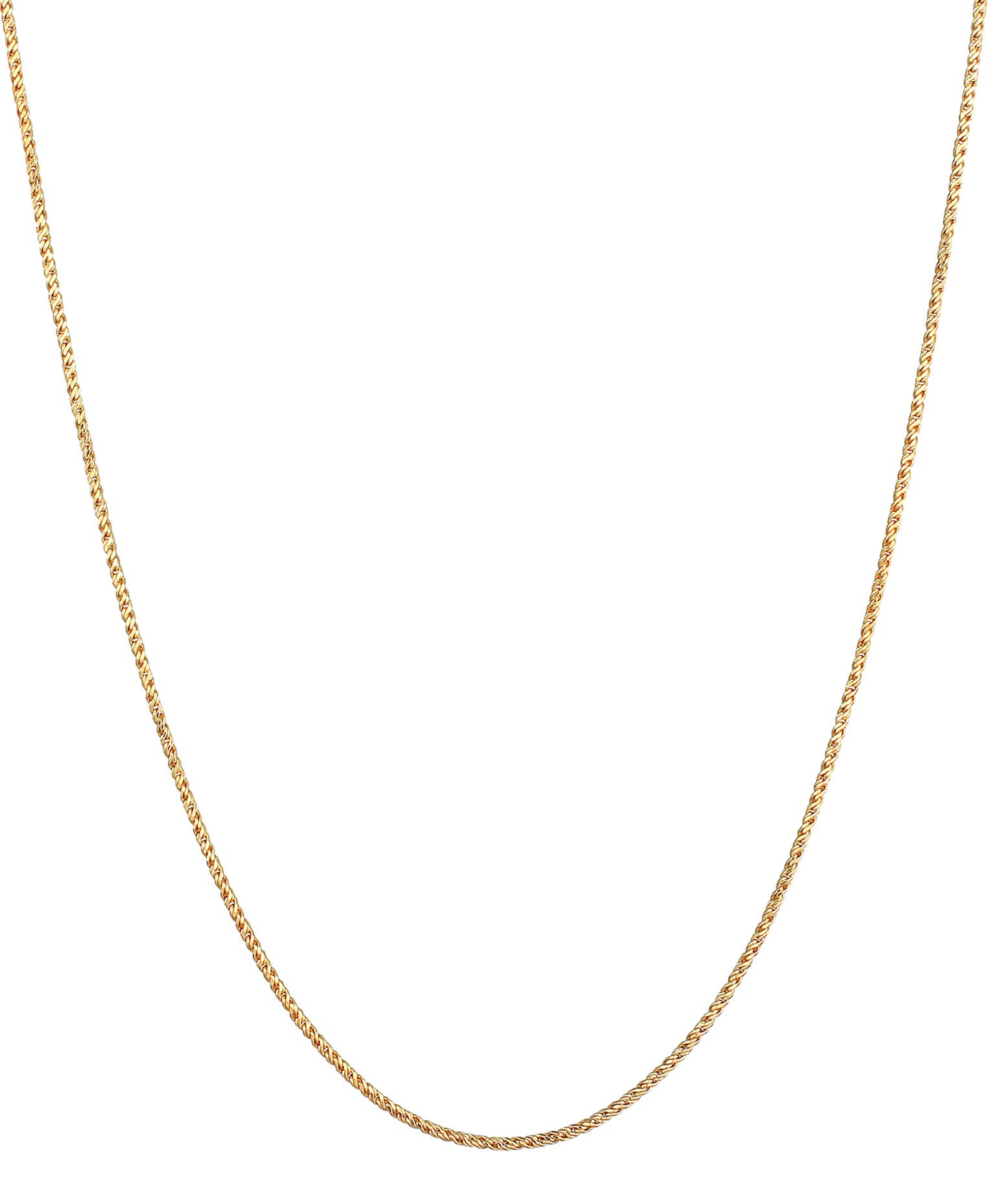 Kuzzoi Exclusive 925 Silver Men's Necklace, Round Cord Chain, Men's Necklace Silver Gold-Plated (2 mm), Golden Solid Silver Chain for Men without Pendant, Twisted Look, Length 55