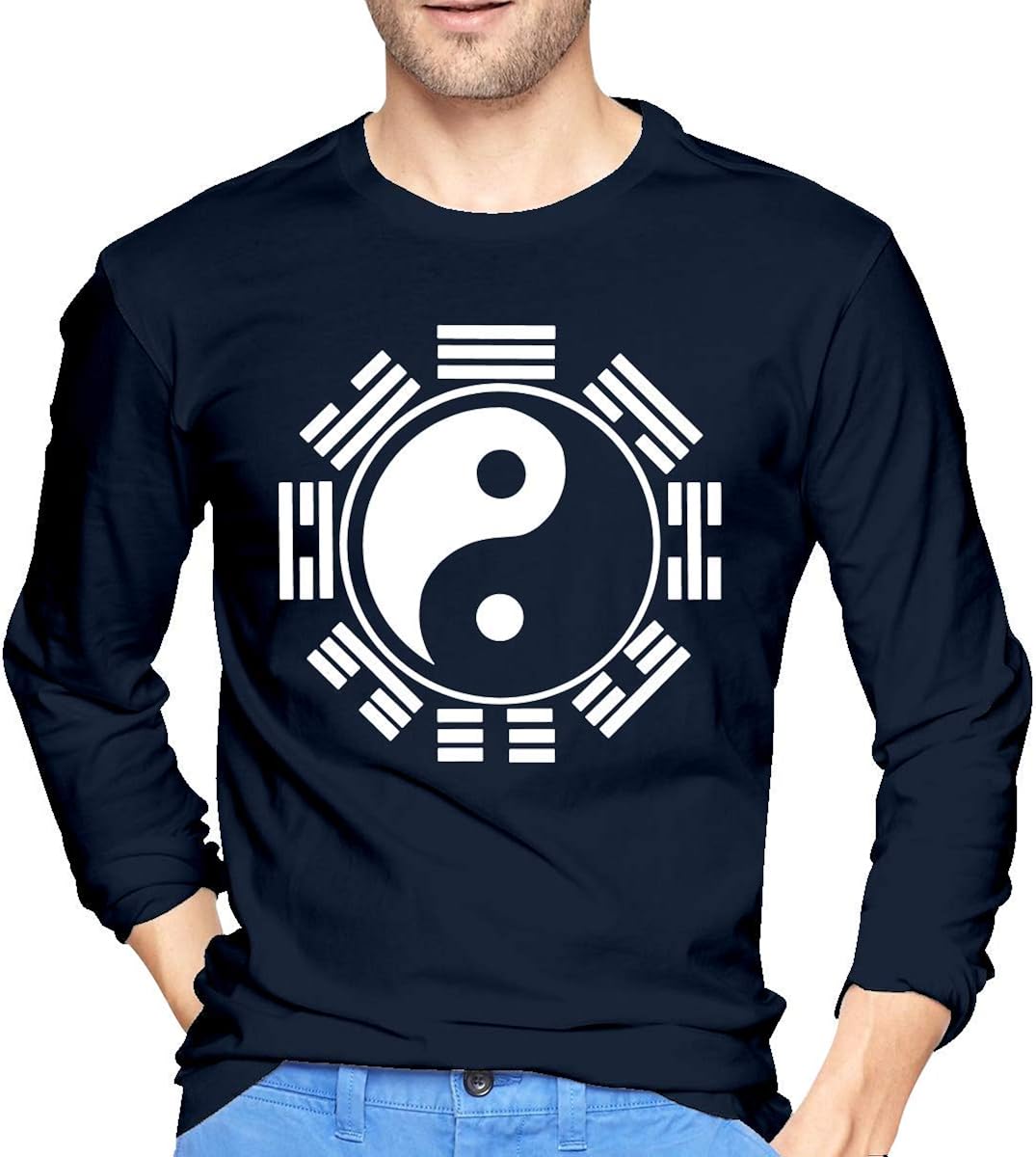 Tai Chi Yin Yang Zen Taoism Men's Long Sleeve T-Shirt Casual Cotton T-Shirt S: Amazon.co.uk 