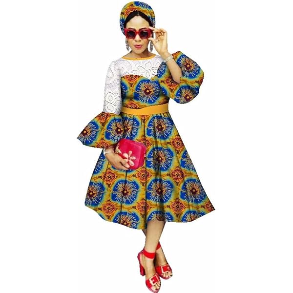 contrast lace bodycon dress African Hi-Low Dashiki Dress