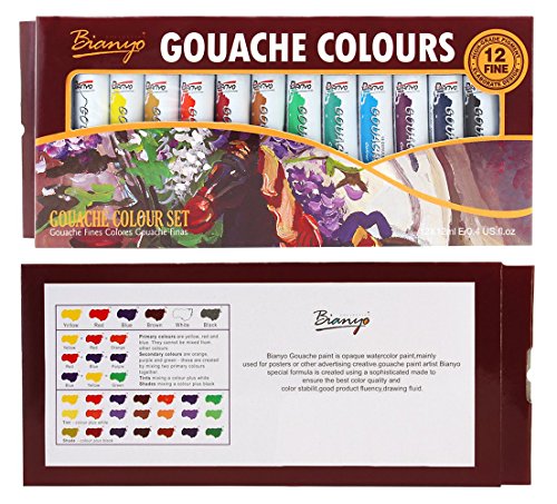 Bianyo Artist Quality Gouache Color Tubes Paint Set - 12ml Tubes, 12 Shades 6 Bianyo Artist Quality Gouache Color Tubes Paint Set - 12ml Tubes, 12 Shades - Image 6