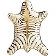 NUYKOUY Zebra Stripe Jewelry Tray Ceramic Dishes Plate Gilded 5.9", Gold