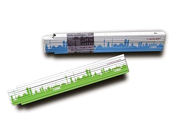 44spaces Holz Zollstock Berlin Skyline Grünblau Gliedermaßstab 2m