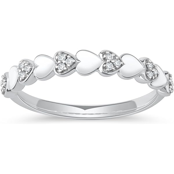 10k White Gold Open Heart Diamond Ring – Dainty 2-Stone Band, Size 9.5, Promise Or Engagement Ring