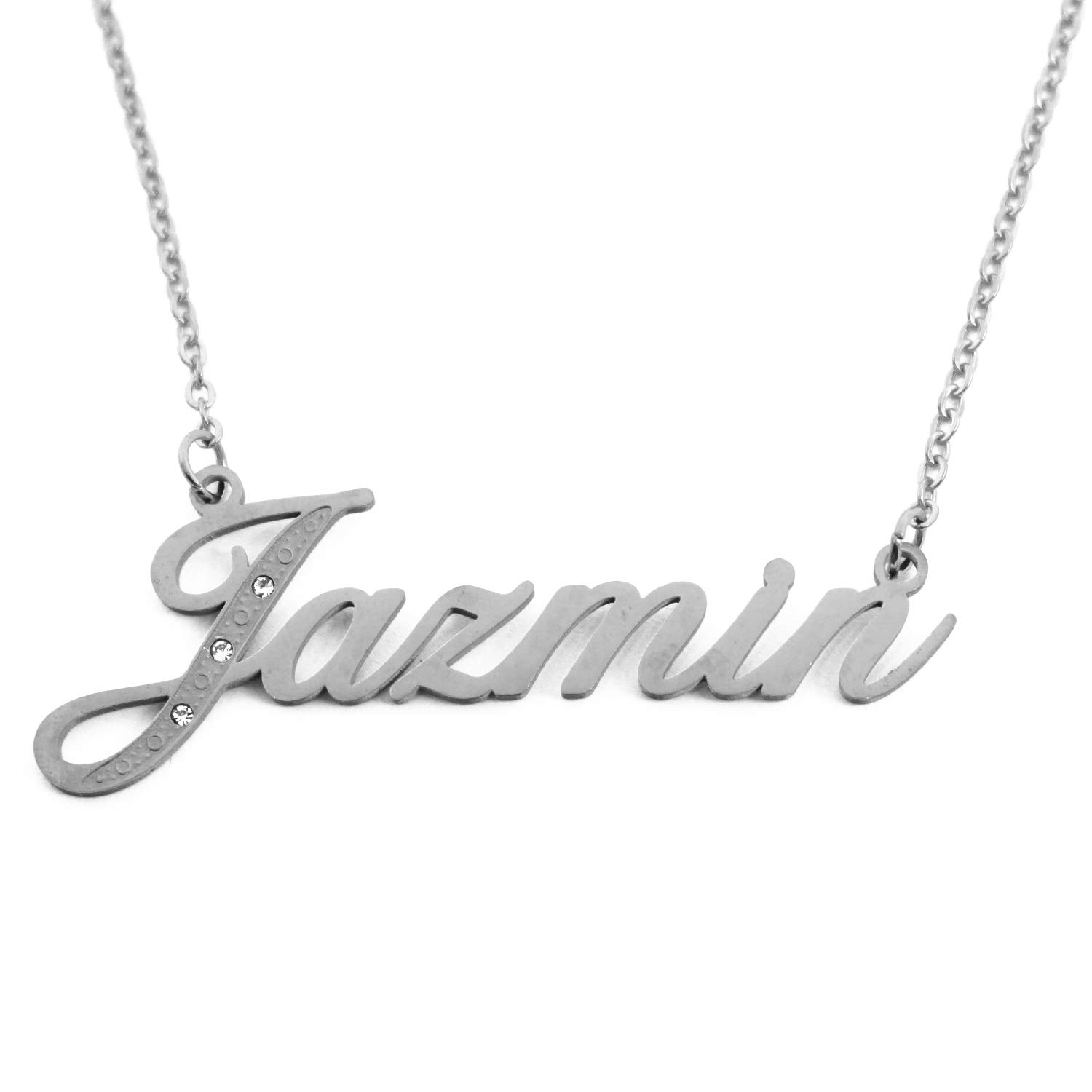 Name Necklace Jazmin - Silver Tone - Custom Name necklace - Personalised Jewellery for Ladies- Customised Jewellery For Girls- Custom Pendant Jazmin