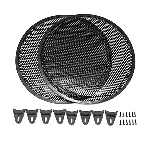 SummerHome 2Pcs 12" Black Audio Subwoofer Speaker Circle Cover Grill Mesh Protect Guard - Thumbnail 6