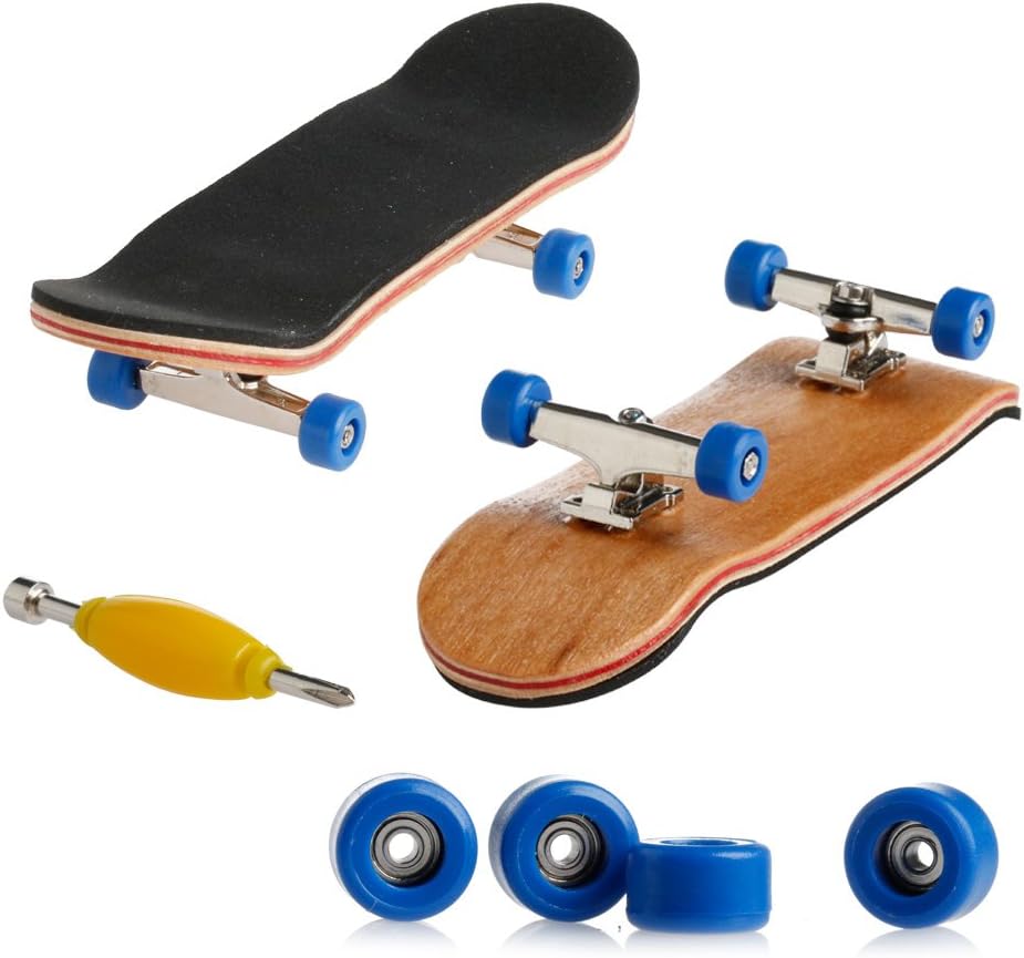 Hibyebuying Mini Skateboard Toys-Wooden Fingerboards Mini Professional Skateboards with Bearing Wheels (Dark Blue)
