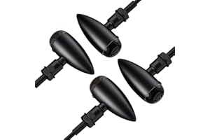 Justech 4 PCS Motorcycle Indicators Amber, Universal Turn Signal Lights Bullet Shaped, Motorbike Blinker Lights 12V Motorcycle Scooter Sportster Quad Off Road Custom Bobber Chopper Cruiser