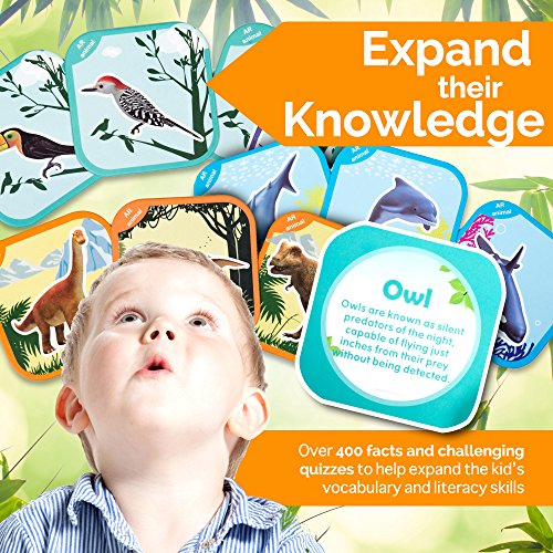 AR Animal Flash Cards. Introduction to Dinosaurs, Land and Sea Animals, Birds and Insects. Interactive 3D Game for Endless Discovery, Storytelling and Sounds