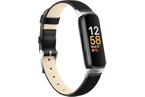 Mugust Leather Band Compatible with Fitbit Inspire 3 Bands for Women Men, Soft Classic Top Grain Leather Replacement Strap fo
