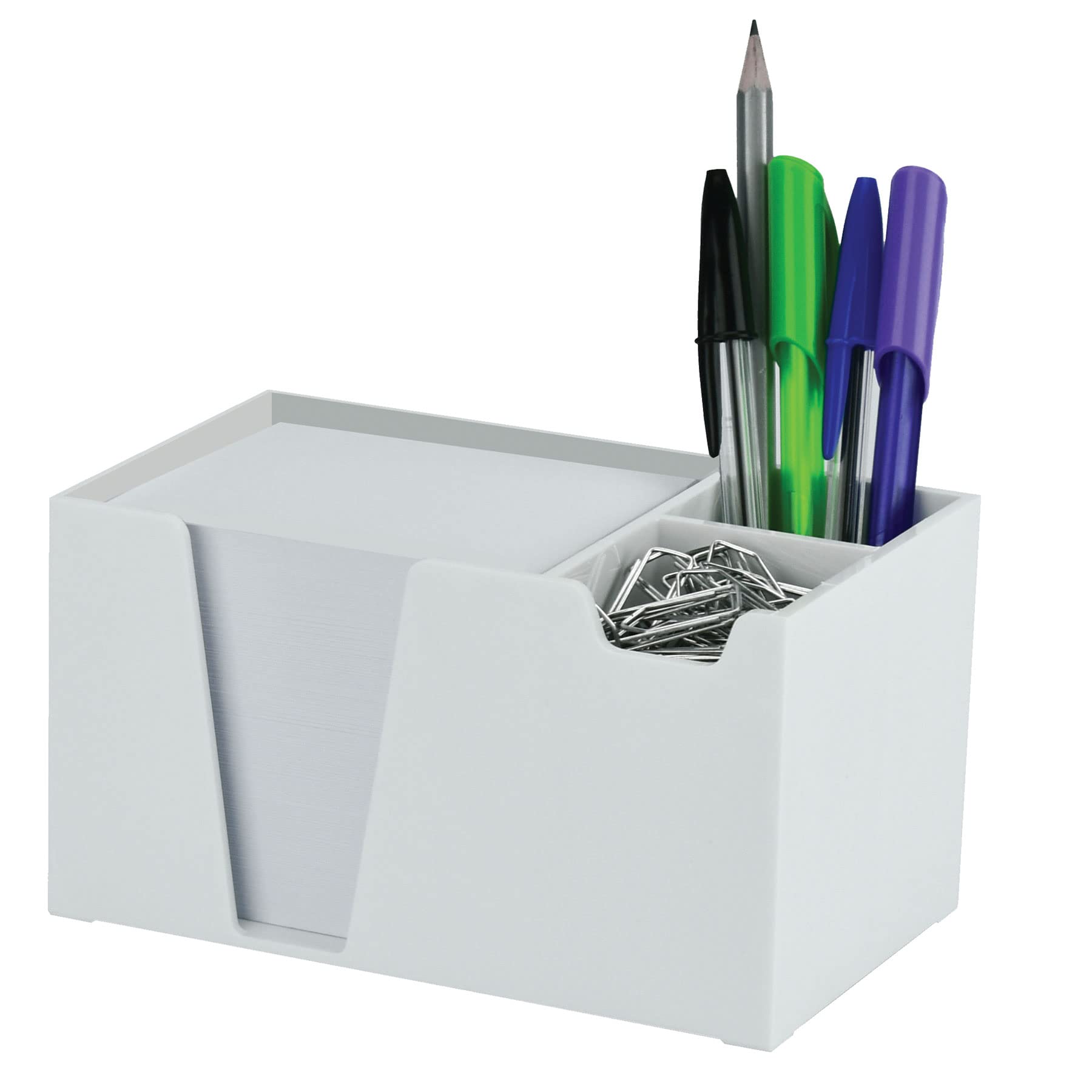 Acrimet Desktop Organizer Pencil, Pen, Paper, Clip, Caddy Holder (Plastic) (White Paper Included) (White Color)