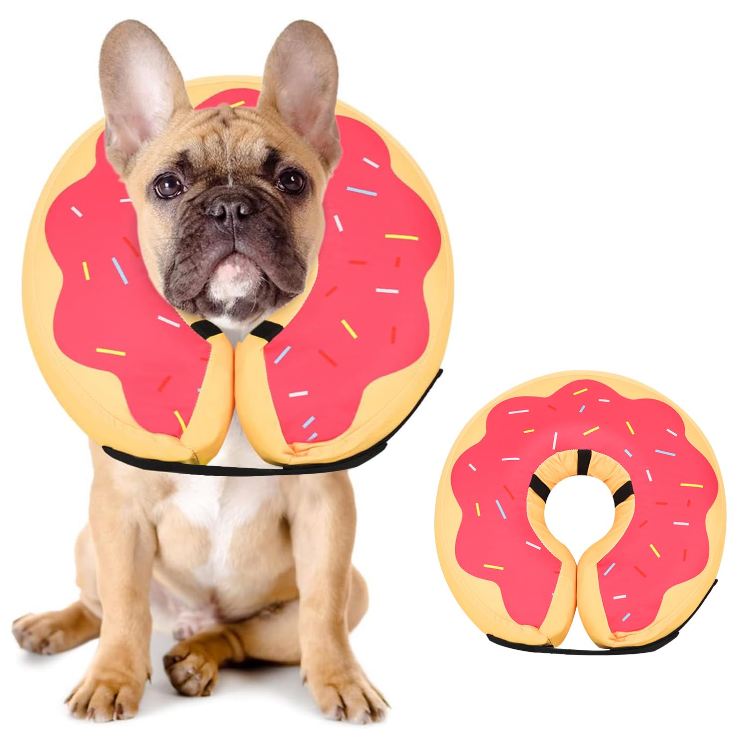 Photo 1 of MIDOG Soft Inflatable Dog Cone, Donut E-Collar Alternative for After Surgery, Prevents Licking, Allowing Normal Eating & Vision, Comfortable Recovery Collar for Small Medium Large Dogs & Cats, Pink-M+