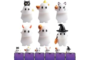 CHASEFUN Ghostees Mystery Phone Buddy, 6PCS Halloween Ghost & Pumpkin Phone Toppers, Cute Strong Adhesive Cling Decorations for Smartphones, Peel-and-Stick Figurines, Fun Desk Accessory