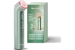 Nanoleaf FDA-Cleared 6-in-1 Light Therapy Wand for Face & Neck, Facial Massager with Red & Blue Light, Vibration, Heat & Cooling, Light Therapy Device for Anti-Aging & Acne