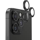 FLOLAB NanoArmour Anti-Reflective for iPhone 16 Pro Max/iPhone 16 Pro Camera Lens Protector - Durable Tempered Glass with Aluminum Ring, TruColors, Ultra Clear, Easy Install - Black