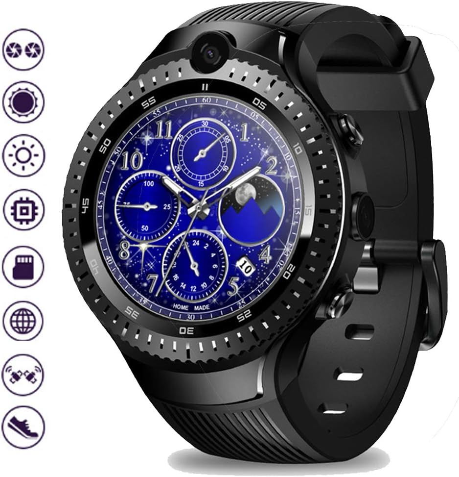 EnweTon 4G Smart Watch, Fitness Tracker,1+16GB AMOLED Full-Round Screen 1.4inch Quad Core MTK6739 1.25Ghz Global LTE Bands 4G/3G/2G Data Call Dual Satellite(GPS/GLONASS) 12 Sports Modes