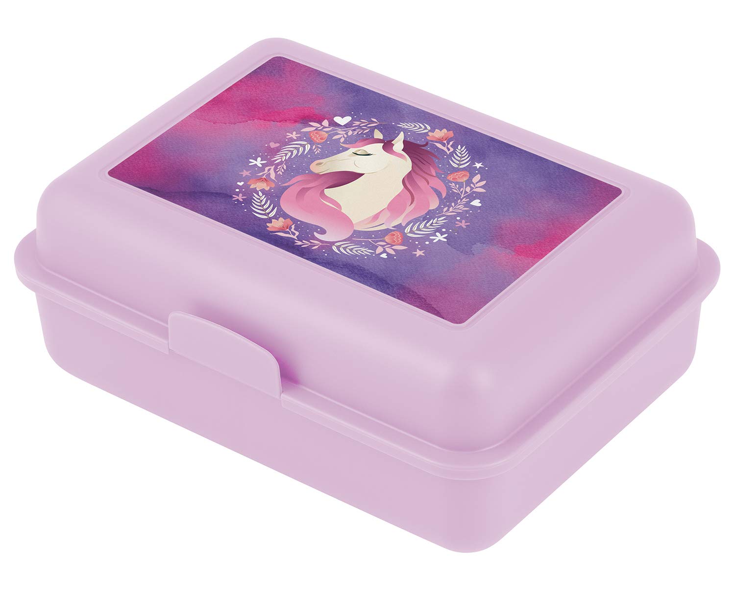 Baagl Children's Lunch Box - Horse Design, Purple, 17.8 x 12.2 x 6 cm, 1.25L, School Lunch Box
