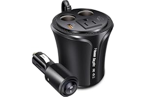 HomeJayde 150W Car Power Inverter DC 12v to 110v, AC Plug Adapter Outlet Converter, Car Mounted Power Adapter, 5 in 1 Cup Type Inverter with Type-C Port, USB Car Charger and 2 Car Power Adapter