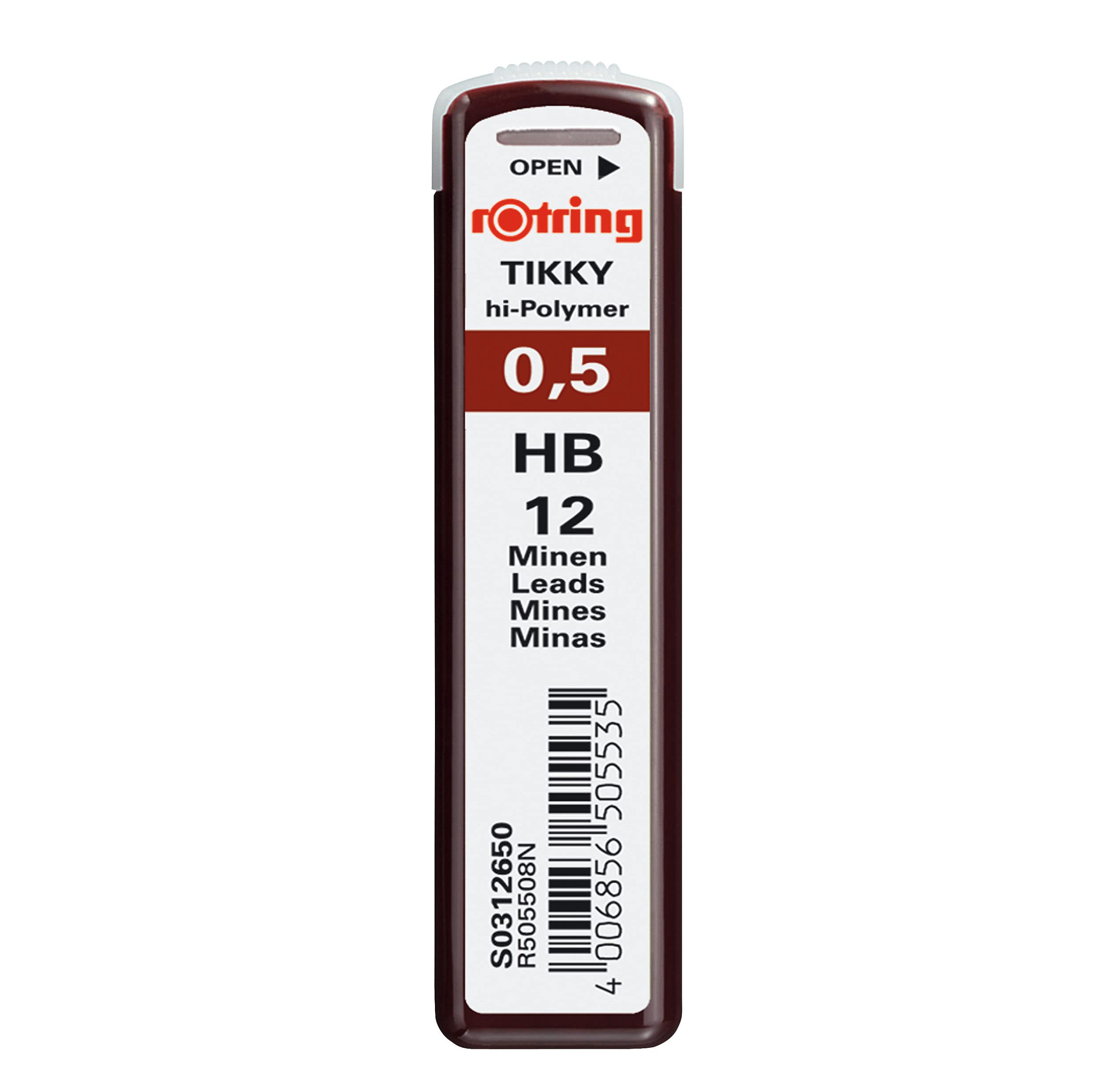 rOtring Tikky hi-Polymer Lead Refills, 0.5 mm, HB (312650)