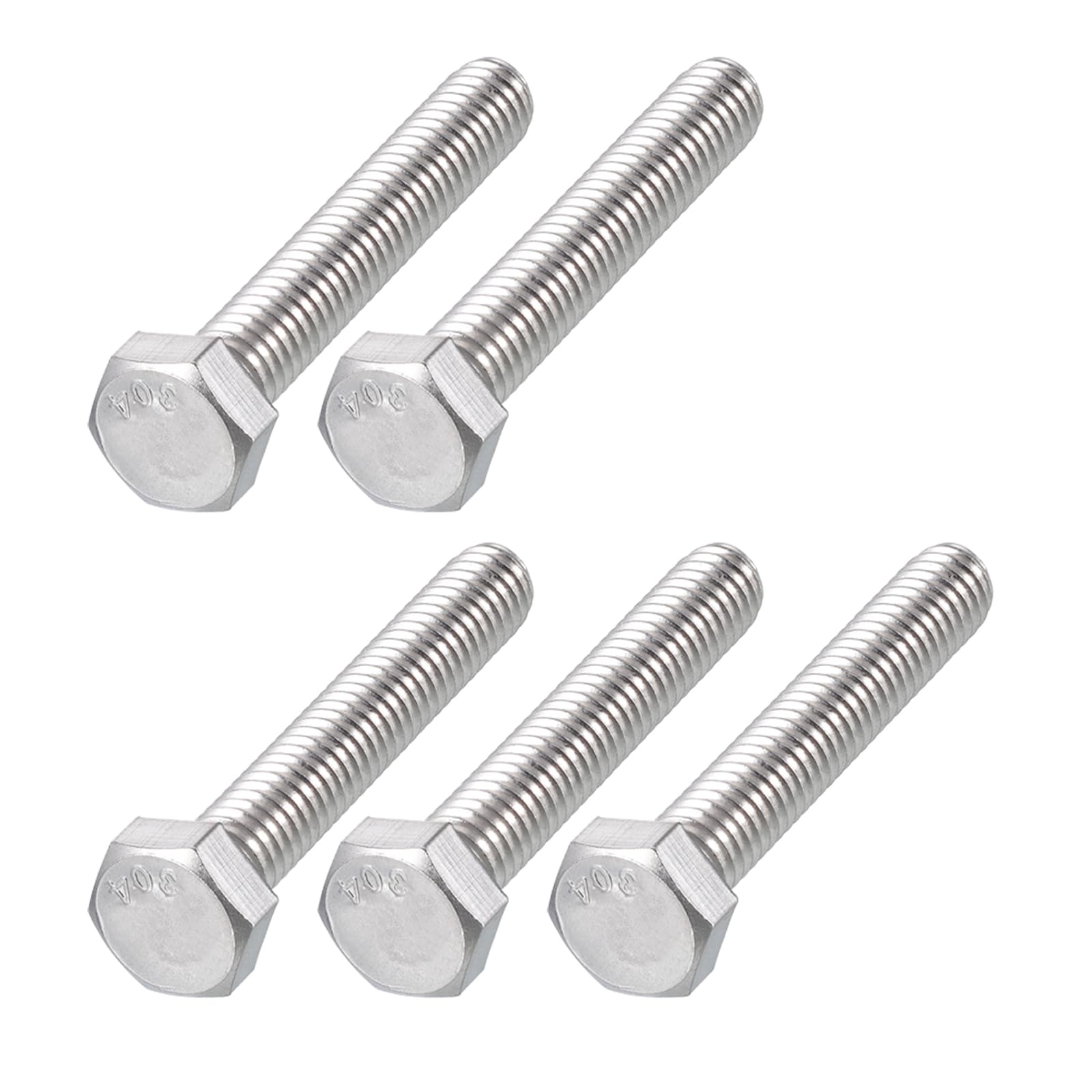 METALLIXITY Hex Head Bolts (5/16-18 x 2") 5Pcs, 304 Stainless Steel 18-8, Fully Threaded, External Hex Drive, Plain Finish, Hex Head Screw Bolt, Silver — image 1