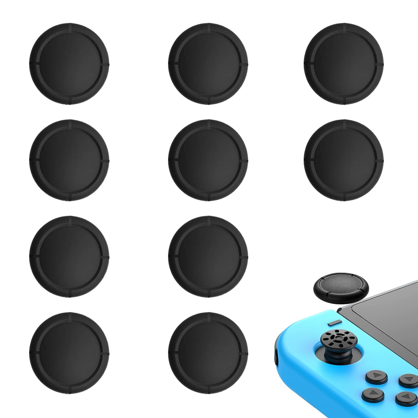 Replacement Joystick Covers for Nintendo Switch/Oled/Lite, Silicone Analog Joystick Cover Thumb Stick Cap, Thumb Grips for Nintendo Switch Joycon, Analog Stick Cover (10PCS Black)