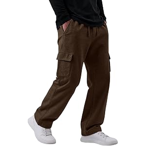 Mens Fleece Cargo Sweatpants Baggy Big and Tall Workout Wide Leg Sweatpants | Spring, Style, Palazzo, Athletic Pants, Thick,