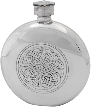 Amazon 6oz Pinder Brosピューターヒップフラスコ ケルトノット ハンドメイドでシェフィールド Pinder Bros フラスコ スキットル