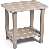 Apolimi Adirondack Outdoor Side Table, 2-Tier Sturdy Patio End Table Weather Resistant, 16.5" Solid Side Table for Patio, Pool, Porch(Grayish Brown)