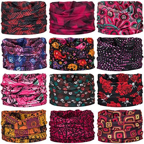 Wide Headbands Headwear Head Wrap Sport Sweatband for Men and Women,Workout,Yoga,12-in-1 12PCS/9PCS/6PCS Multifunction Magic Scarf
