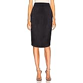 BDQING Women's Faux Suede Midi Pencil Skirt