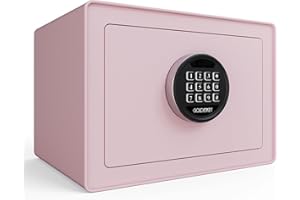 Goldenkey Luxury Digital Jewelry Safe with Keypad for Home, Small Safe box for Document, Money, Soft Velvet Lining&Removable Shelf, 9.84"D x 13.78"W x 9.84"H,1.2 Cu.Ft./ Pink