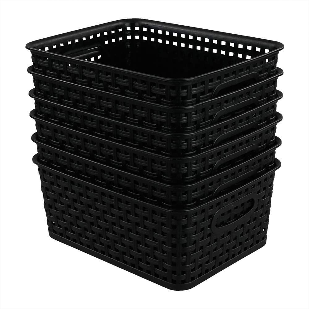 Cadineer 6-Pack Plastic Storage Weave Basket, Small Baskets