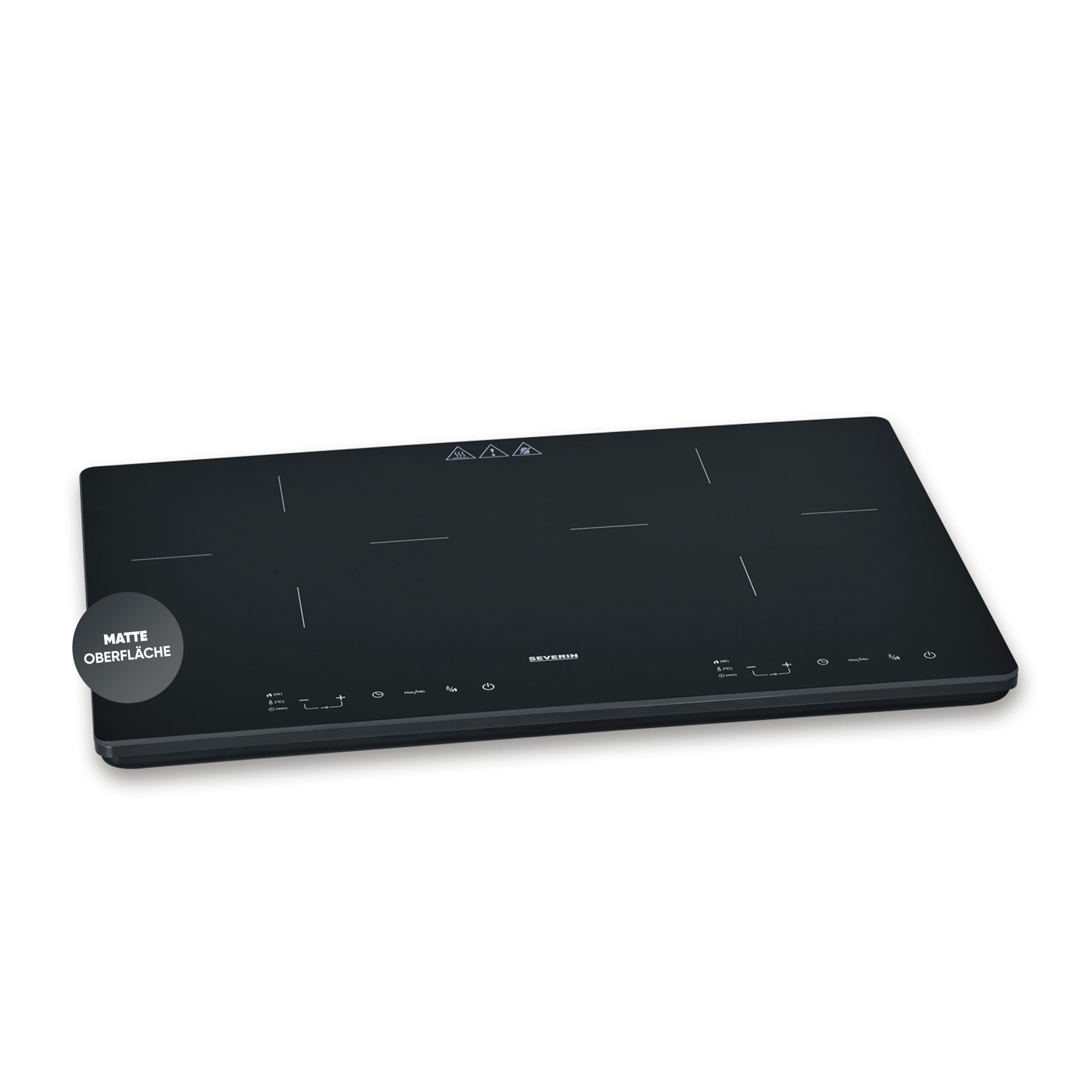 Severin Doppel-Induktionskochplatte 2 Platten, kratzfeste Glaskeramik-Kochfelder, matt, 10 Leistungsstufen, Touch-Display, Timerfunktion, automatische Abschaltung, 3.400W, schwarz, Glas, DK 1033