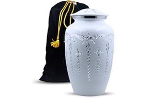 Aluminium Cremation Urn for Human Ashes - Adult - Handcrafted Funeral Memorial Ash Storage - Affordable - Bag Included (6.5" 