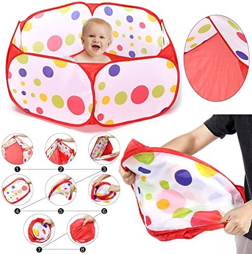 Ball Pit For Kids - Ball Pit Enclosure With Red Zippered Storage Bag for Toddlers Pets - 39.4-inch by 19.7-Inch