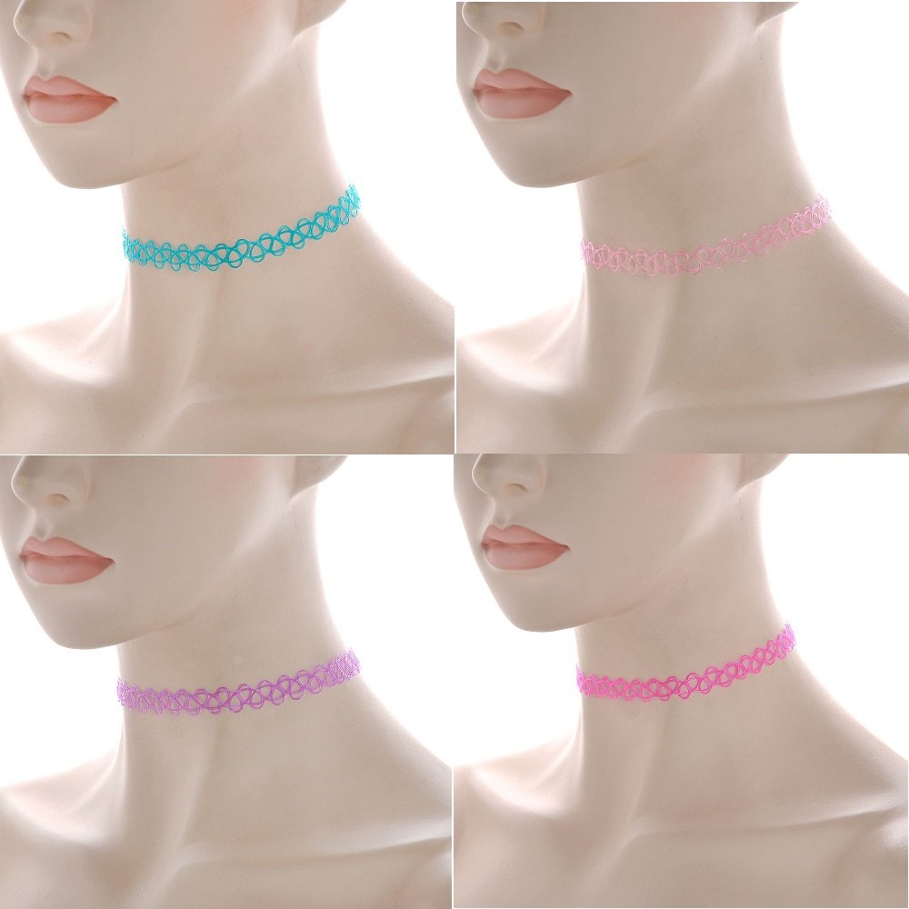 12PC Set Choker Rainbow Flower Collar Necklace for for girls kids