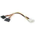 StarTech 12in LP4 to 2x SATA Power Y Splitter Cable (PYO2LP4SATA) | Molex to Dual SATA Power Splitter, Molex to Dual SATA Pow