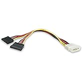 StarTech.com 12in LP4 to 2x SATA Power Y Cable Adapter - Molex to to Dual SATA Power Adapter Splitter